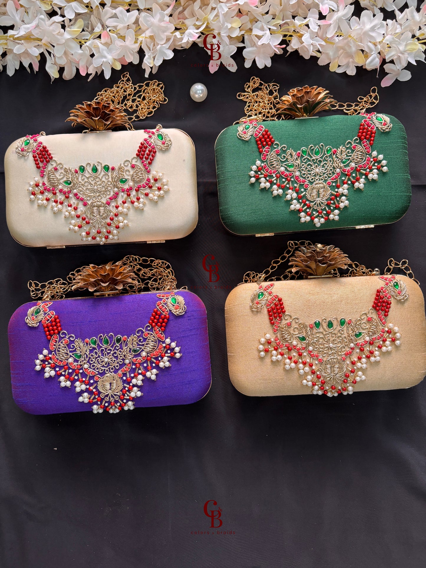 Maya Rectangle Clutch with Lotus lock