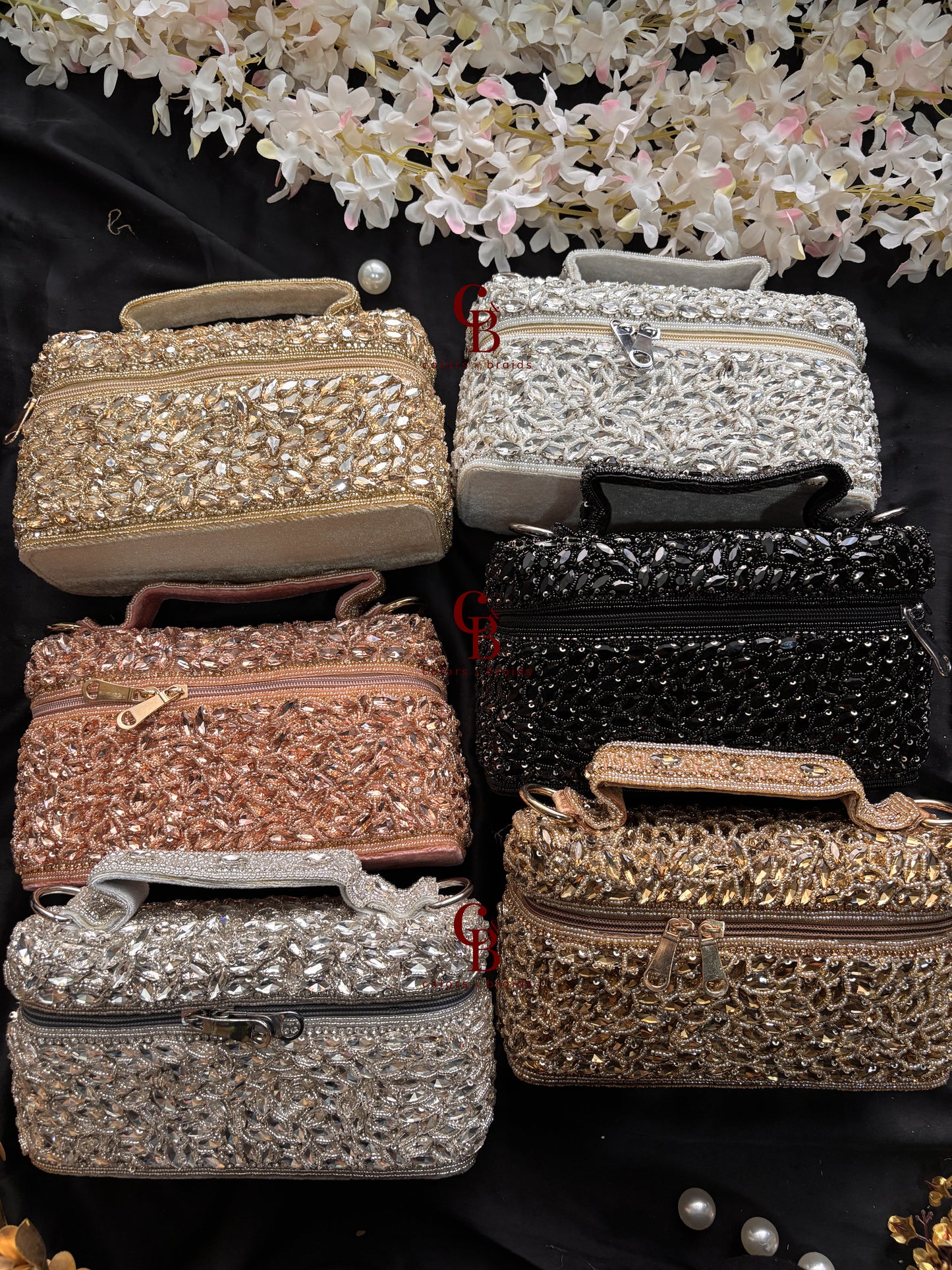 Zaria Crystal Zip Bag