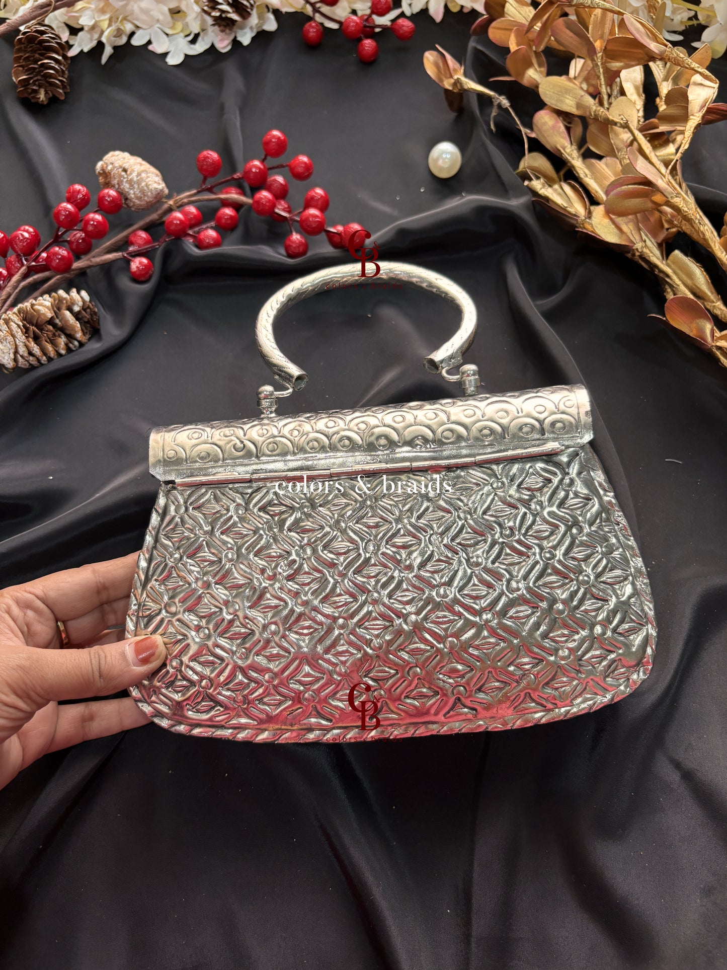Kainat Silver Brass Clutch