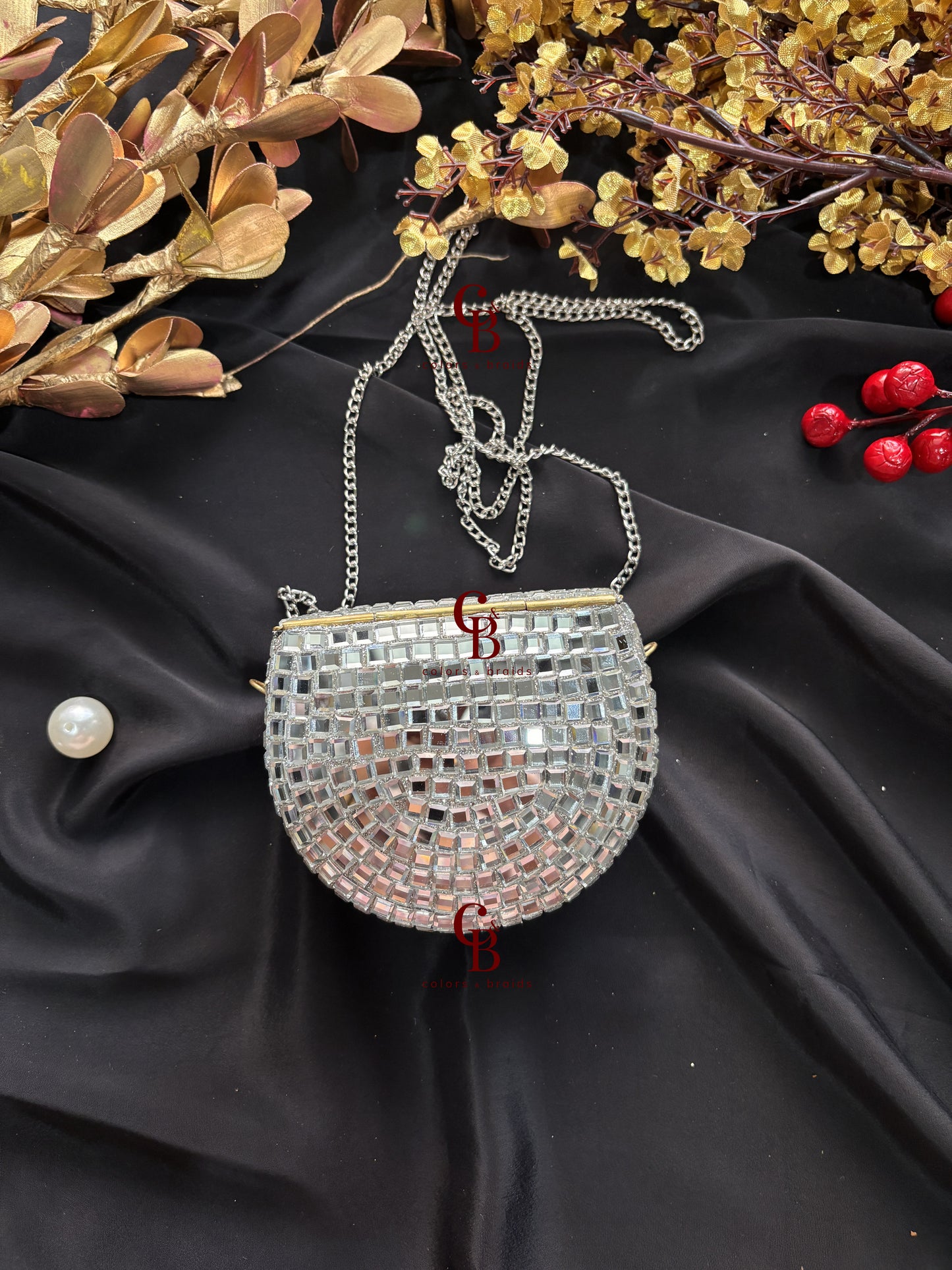 Elina Mirror Kundan Clutch