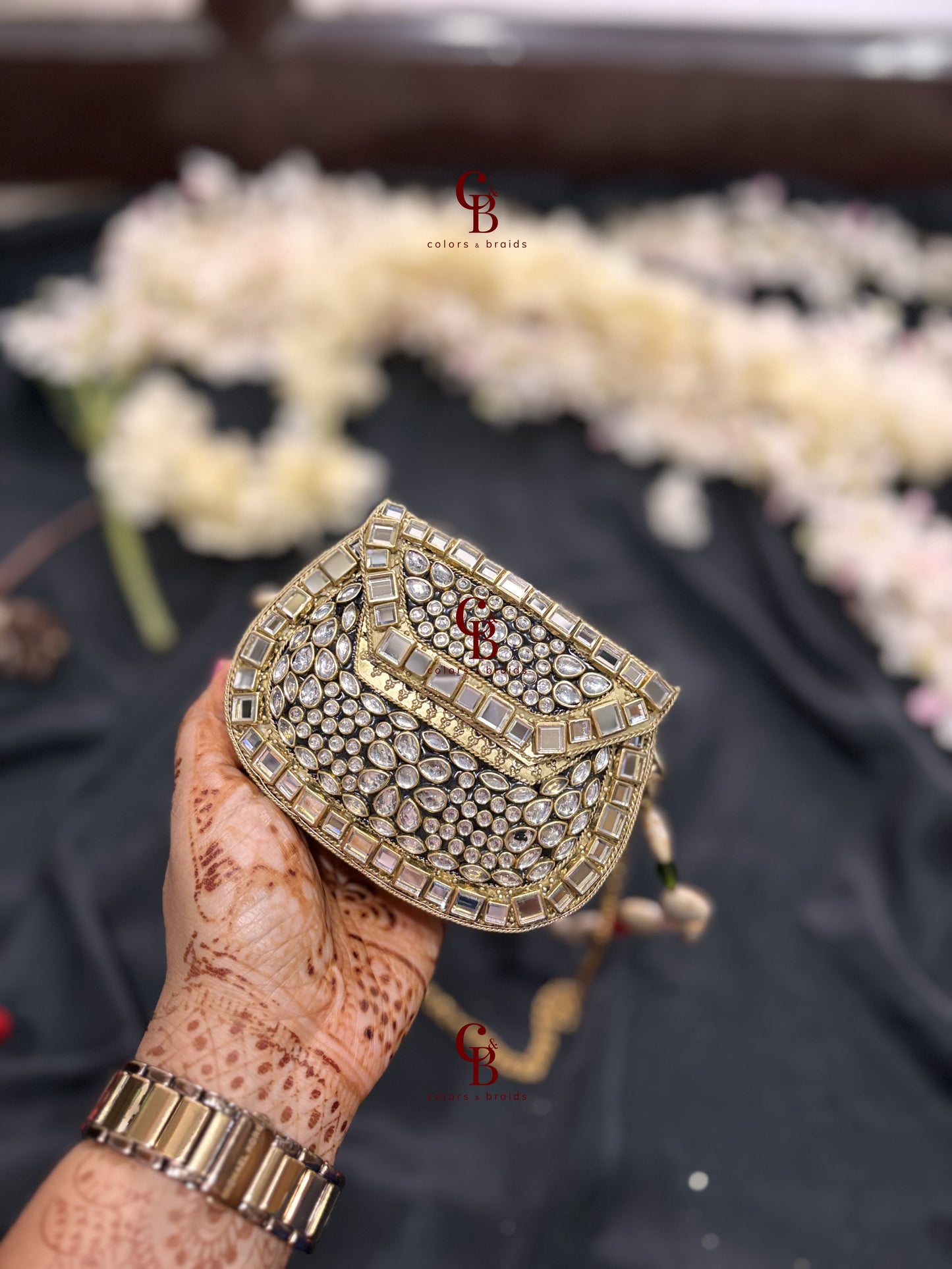 Mini Kundan Brass Clutches