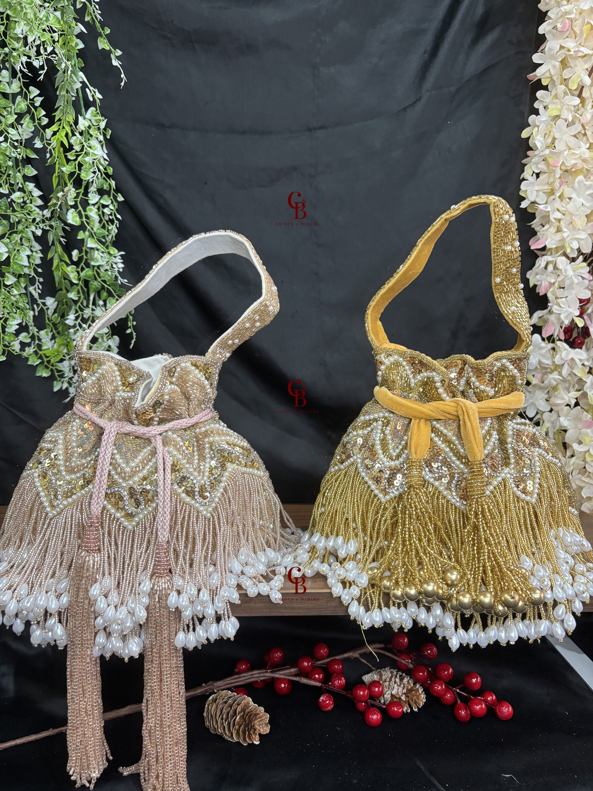 Jhallar Potli in Rose Gold and Gold