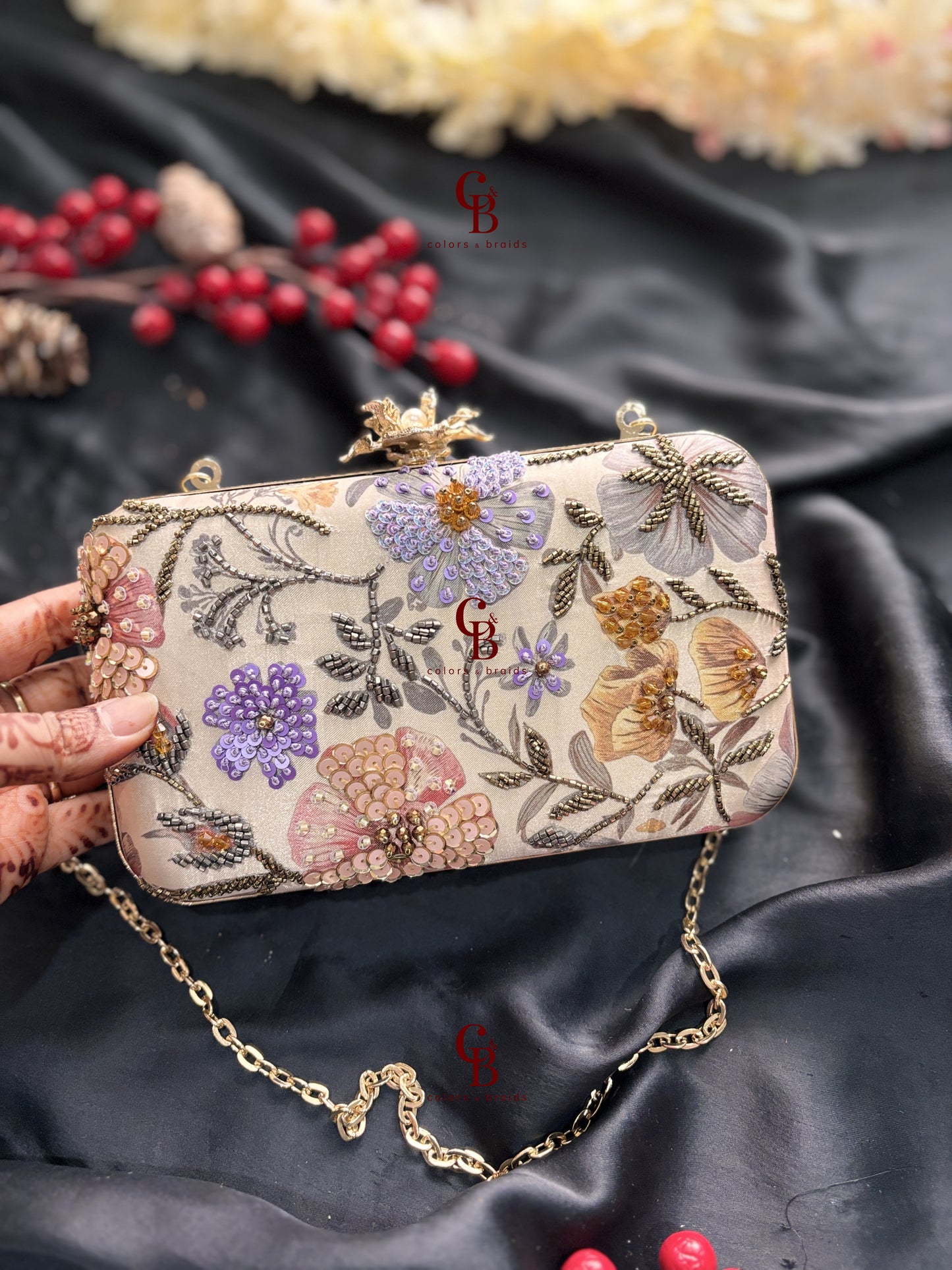 Aleena Print Highlight Clutch