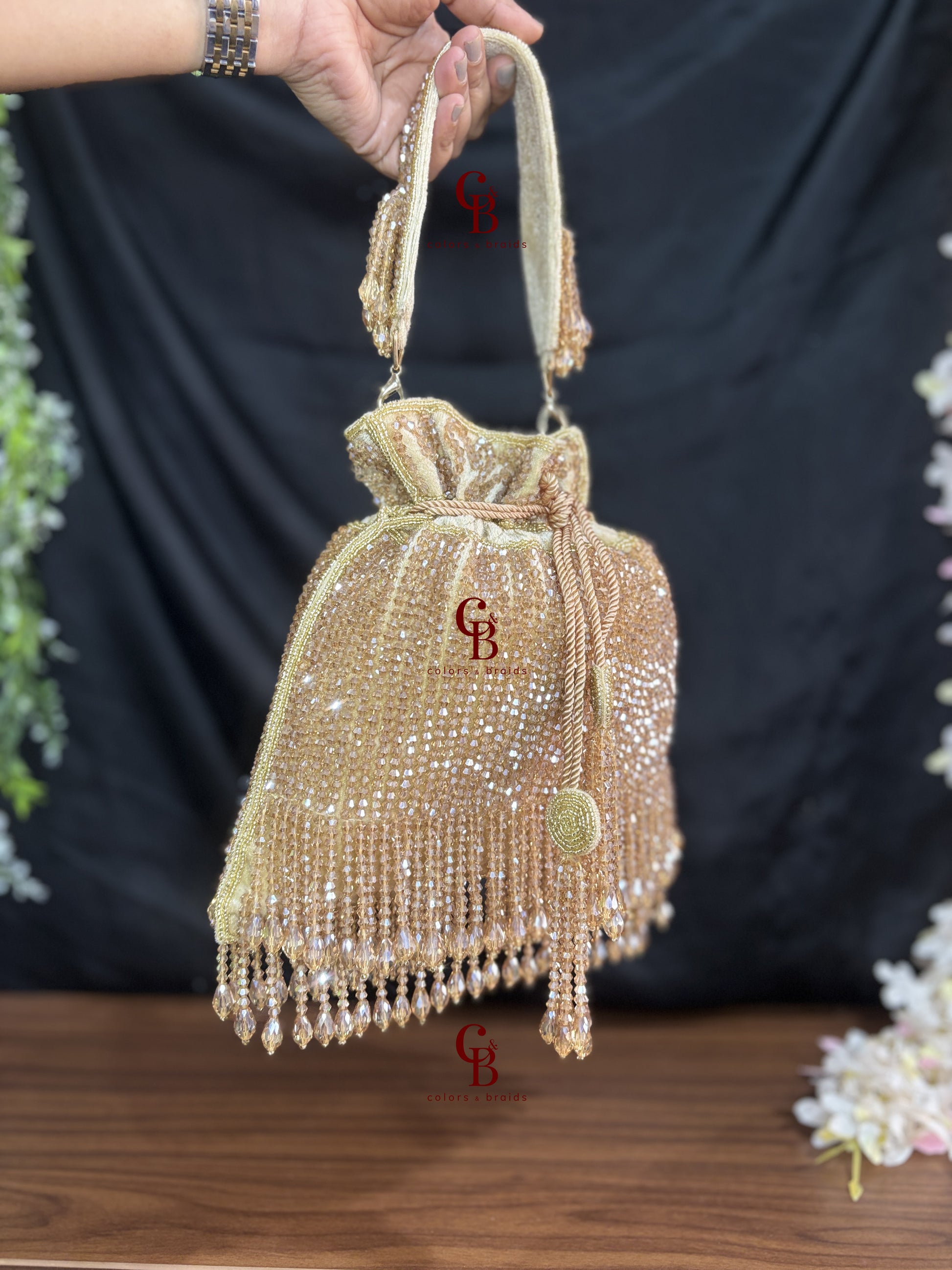 All over Crystal Droplets potli