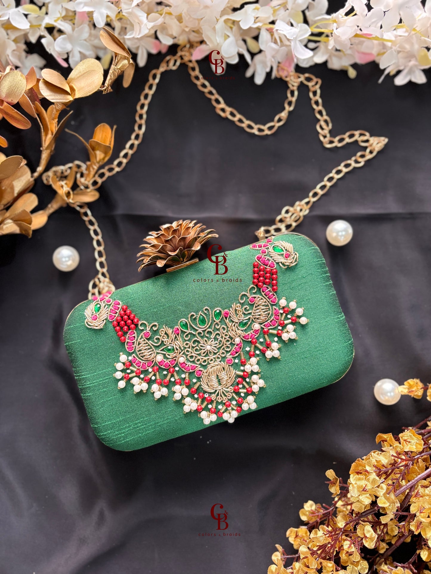 Maya Rectangle Clutch with Lotus lock