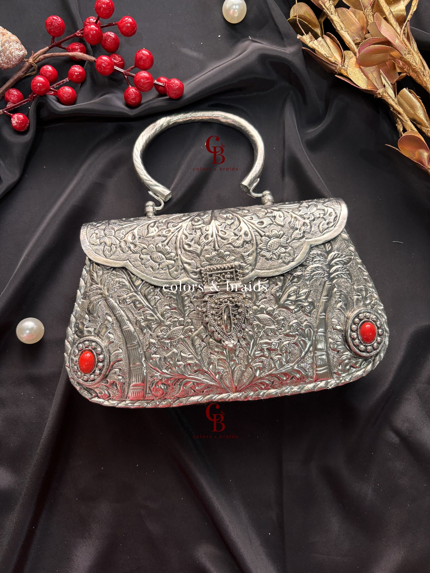 Kainat Silver Brass Clutch