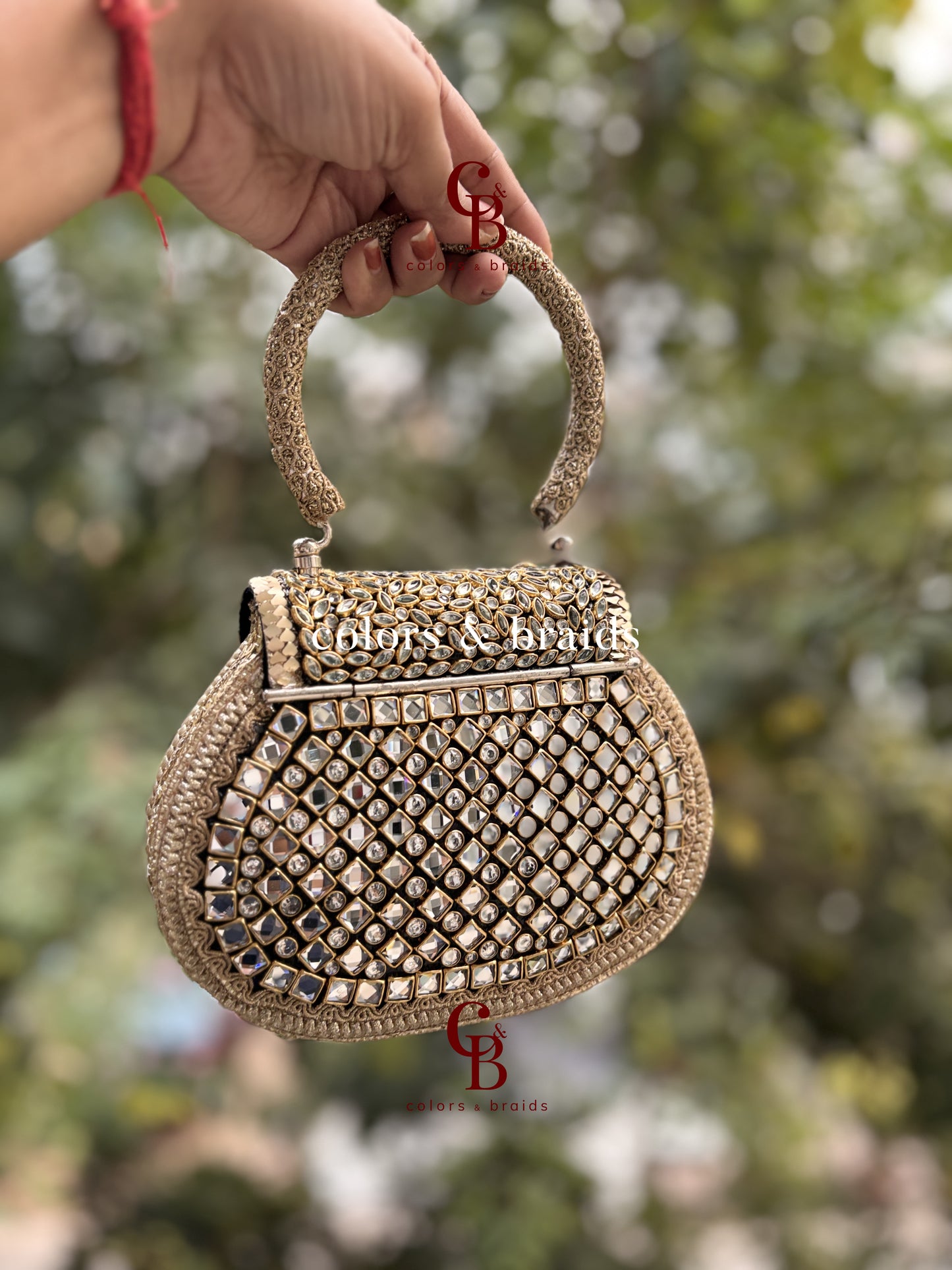 Rajgharana Brass Kundan Clutch