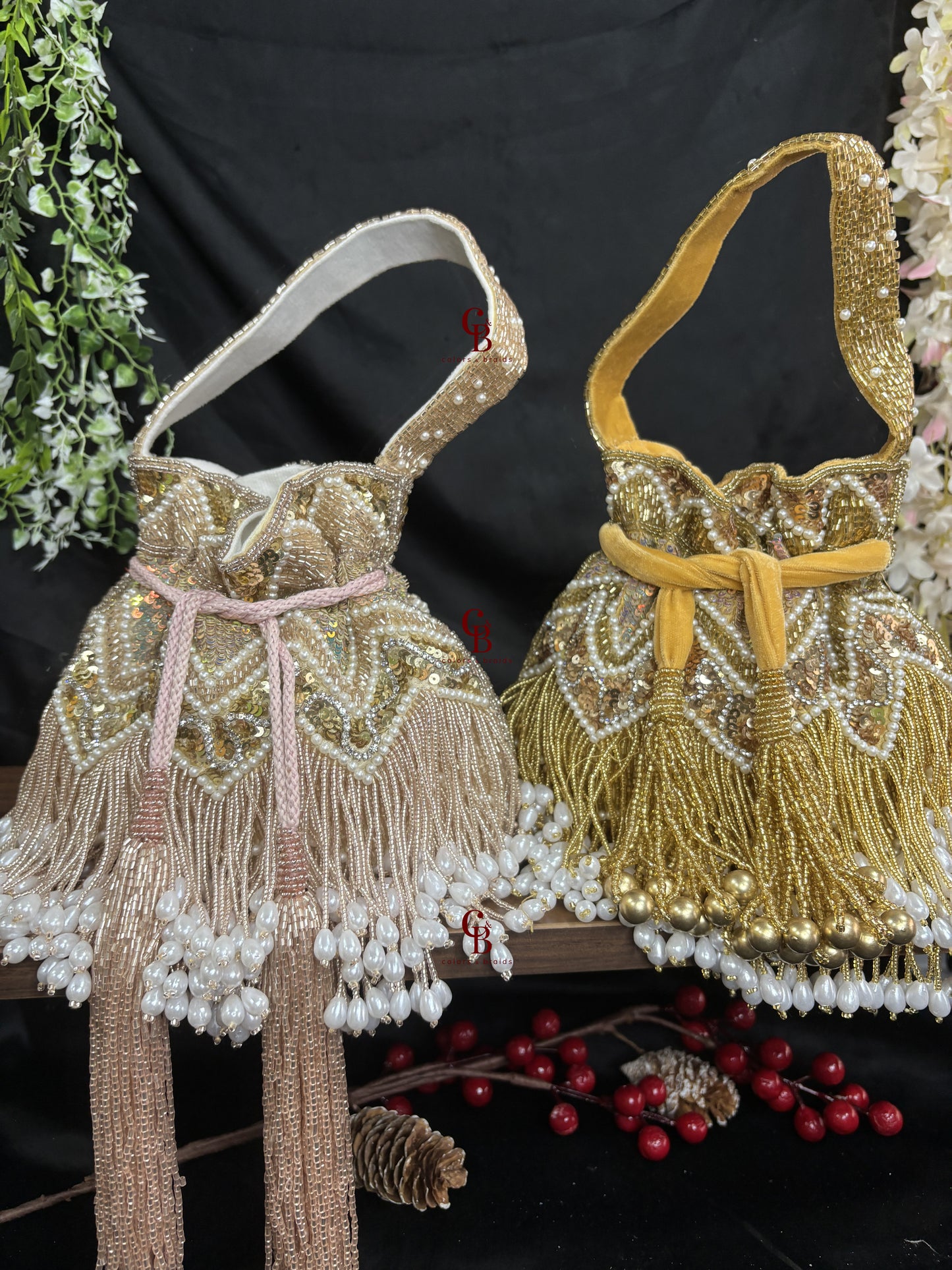 Jhallar Potli in Rose Gold and Gold