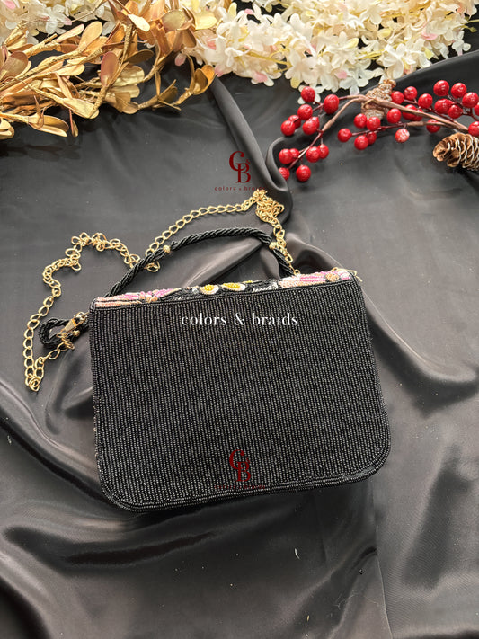 Poppy Sequin Flower Flap Clutch