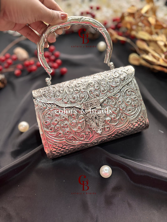 Khwaish Brass Silver clutch