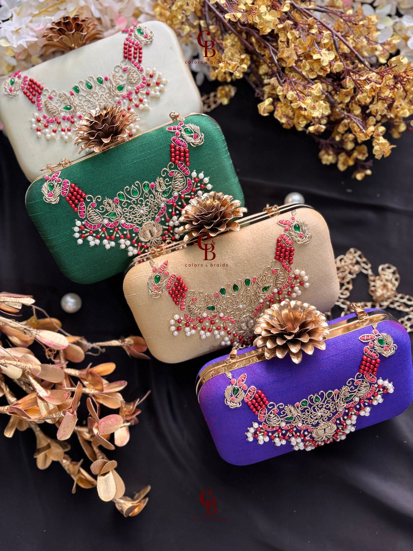 Maya Rectangle Clutch with Lotus lock