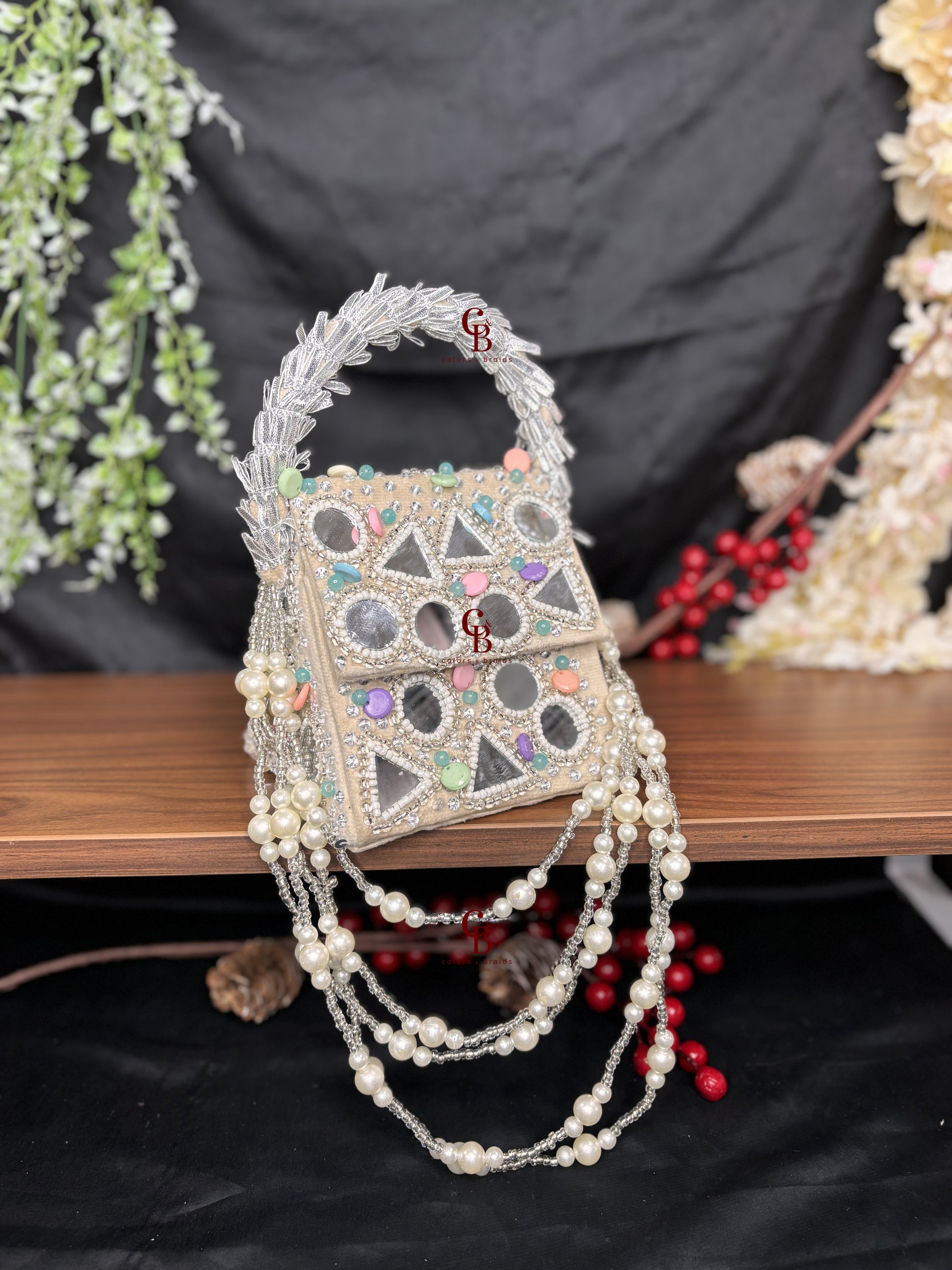Boho Mirror Flap with Pearl Hanging