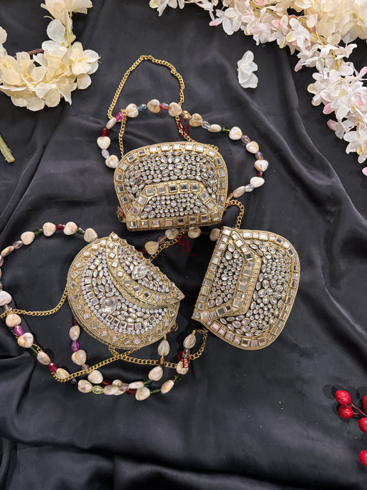 Mini Kundan Brass Clutches