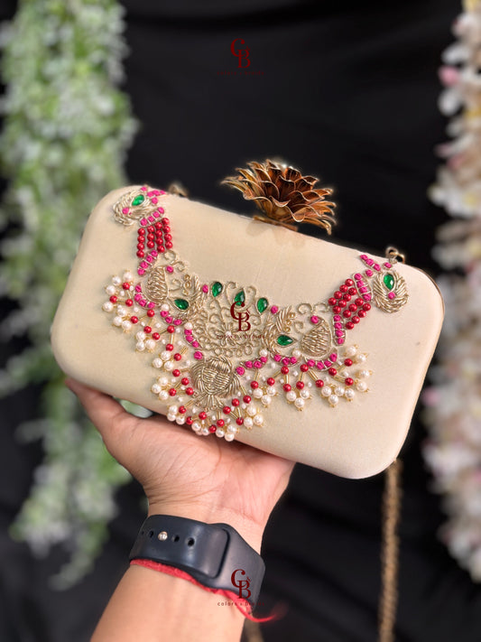 Maya Rectangle Clutch with Lotus lock
