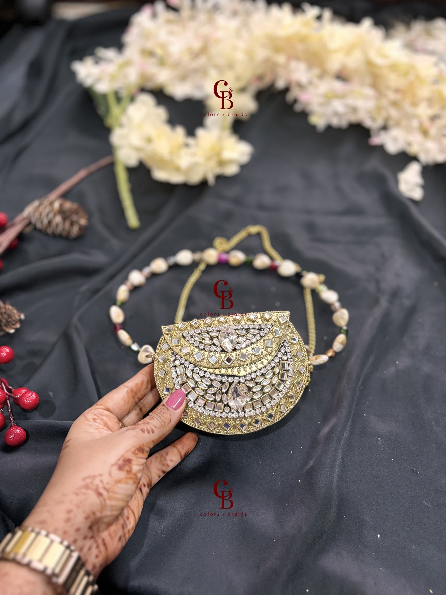 Mini Kundan Brass Clutches