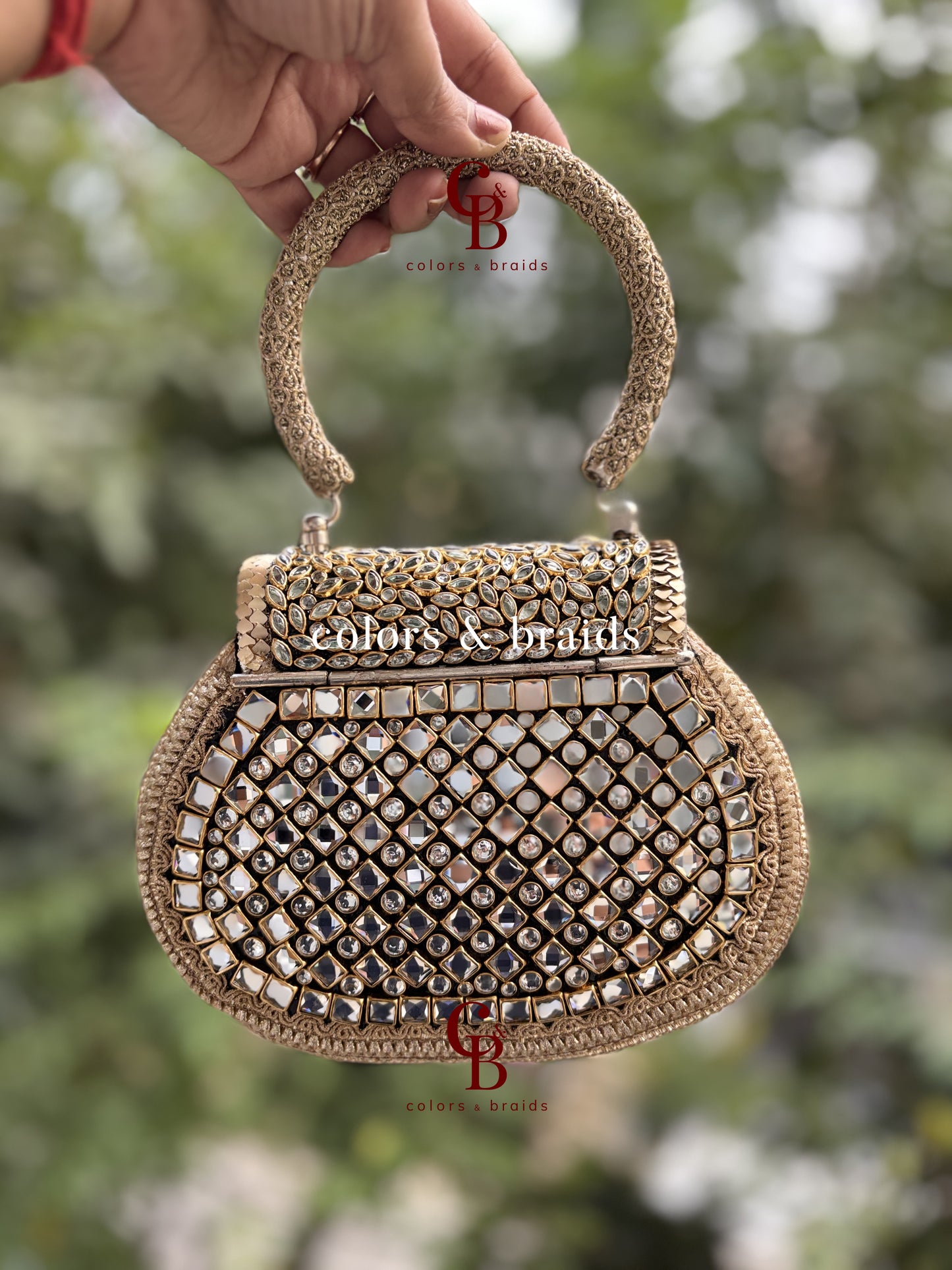 Rajgharana Brass Kundan Clutch