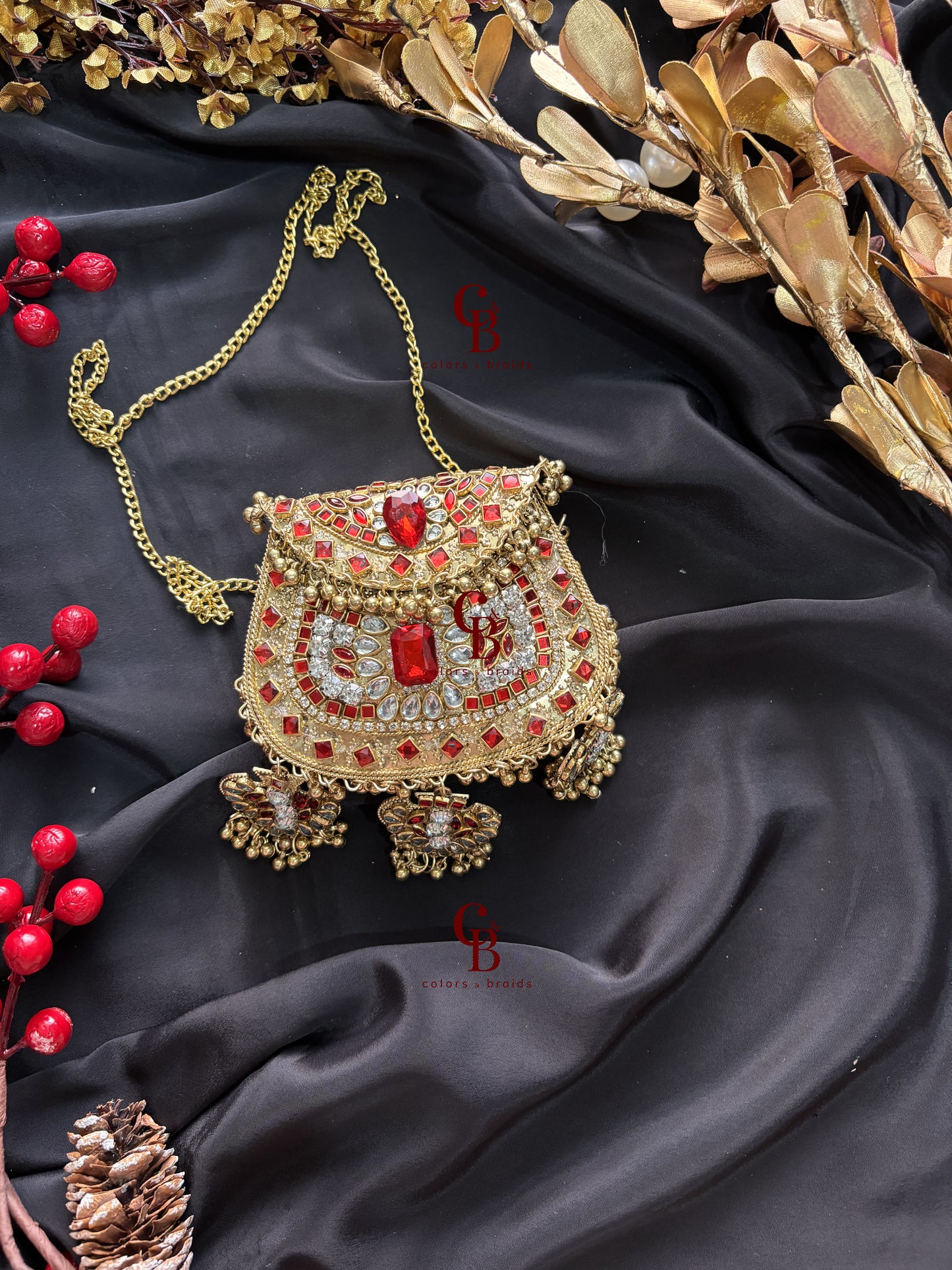 Maharani Ghungroo Kundan Clutch