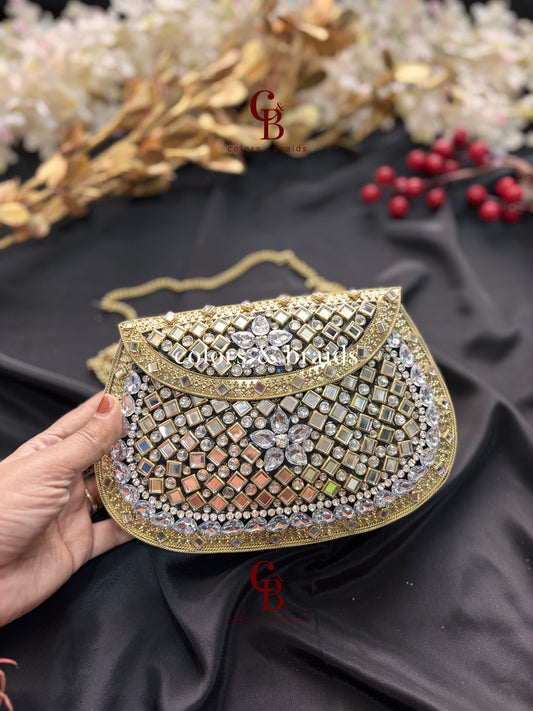 Nora Kundan Metal Clutch