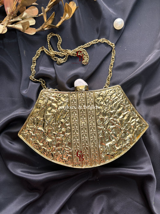 Kavya Mother of Pearl Brass Clutch