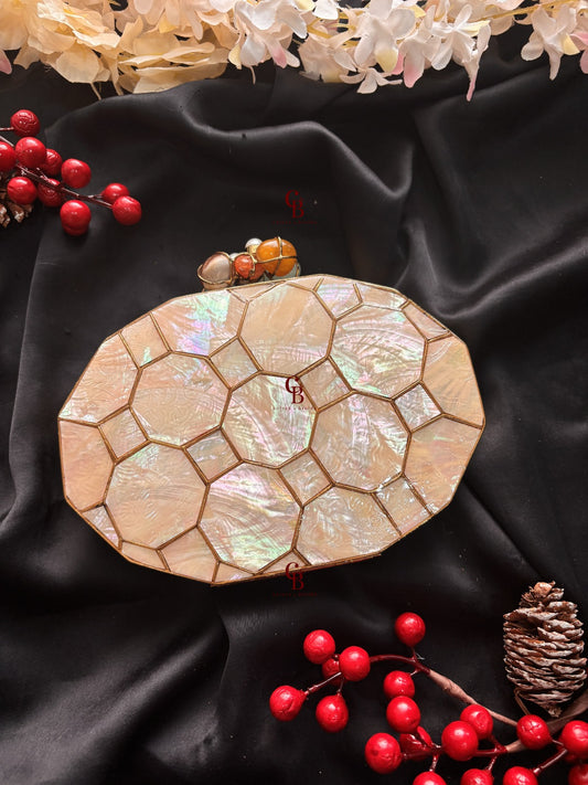 Naina MOP Brass Clutch