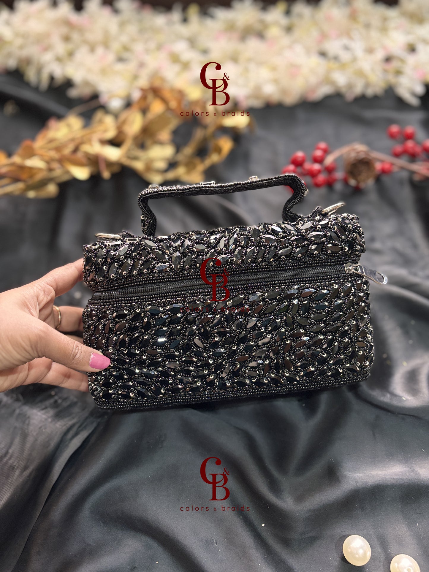Zaria Crystal Zip Bag