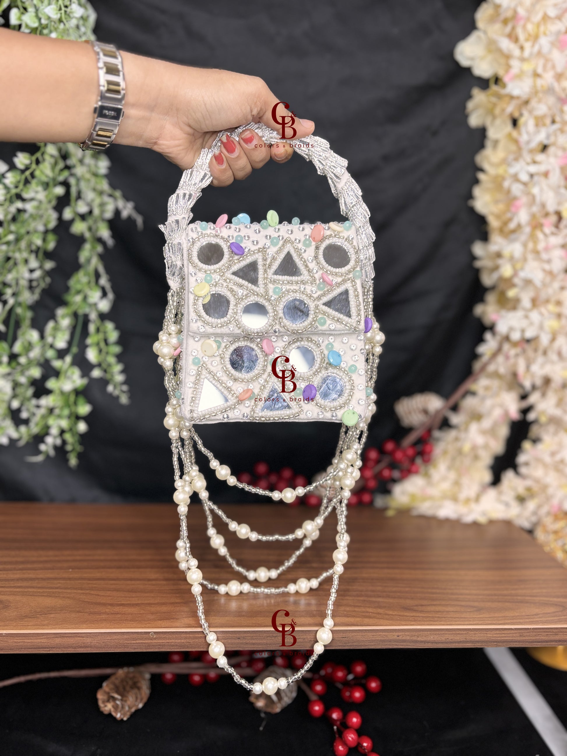 Boho Mirror Flap with Pearl Hanging
