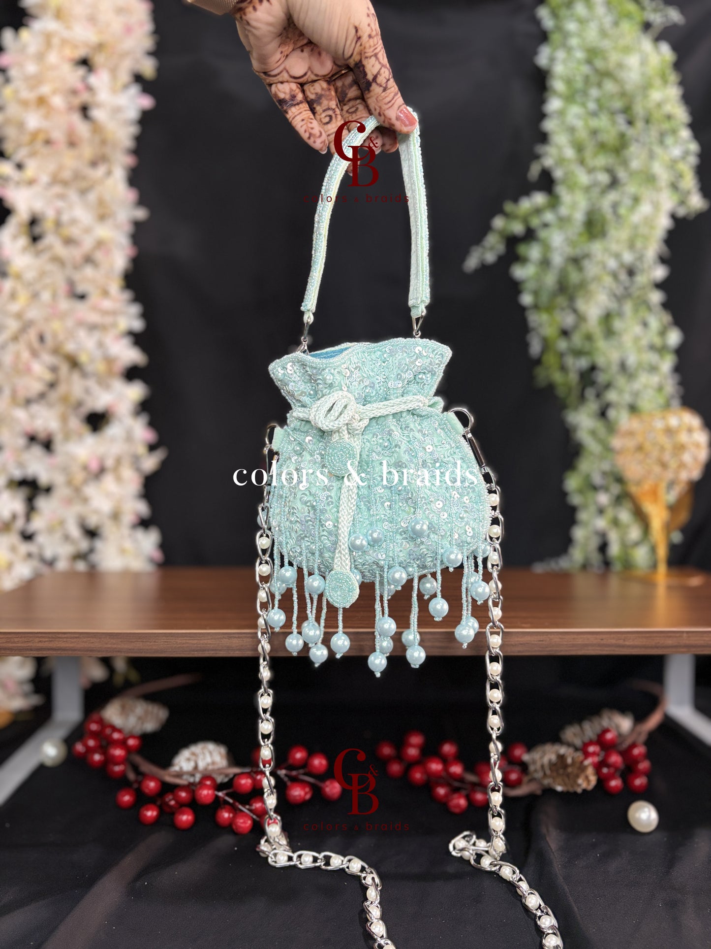 Sequin Pearl Mini Potli