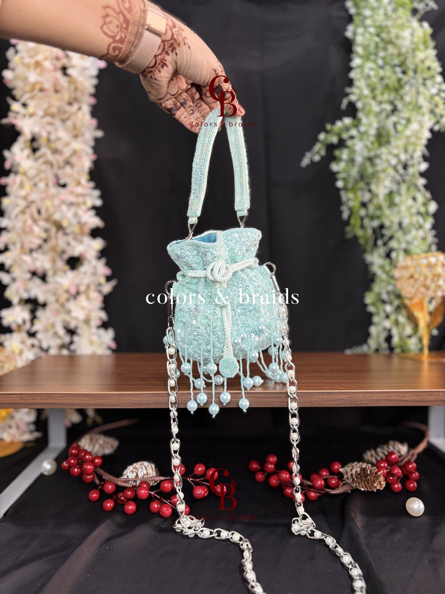 Sequin Pearl Mini Potli