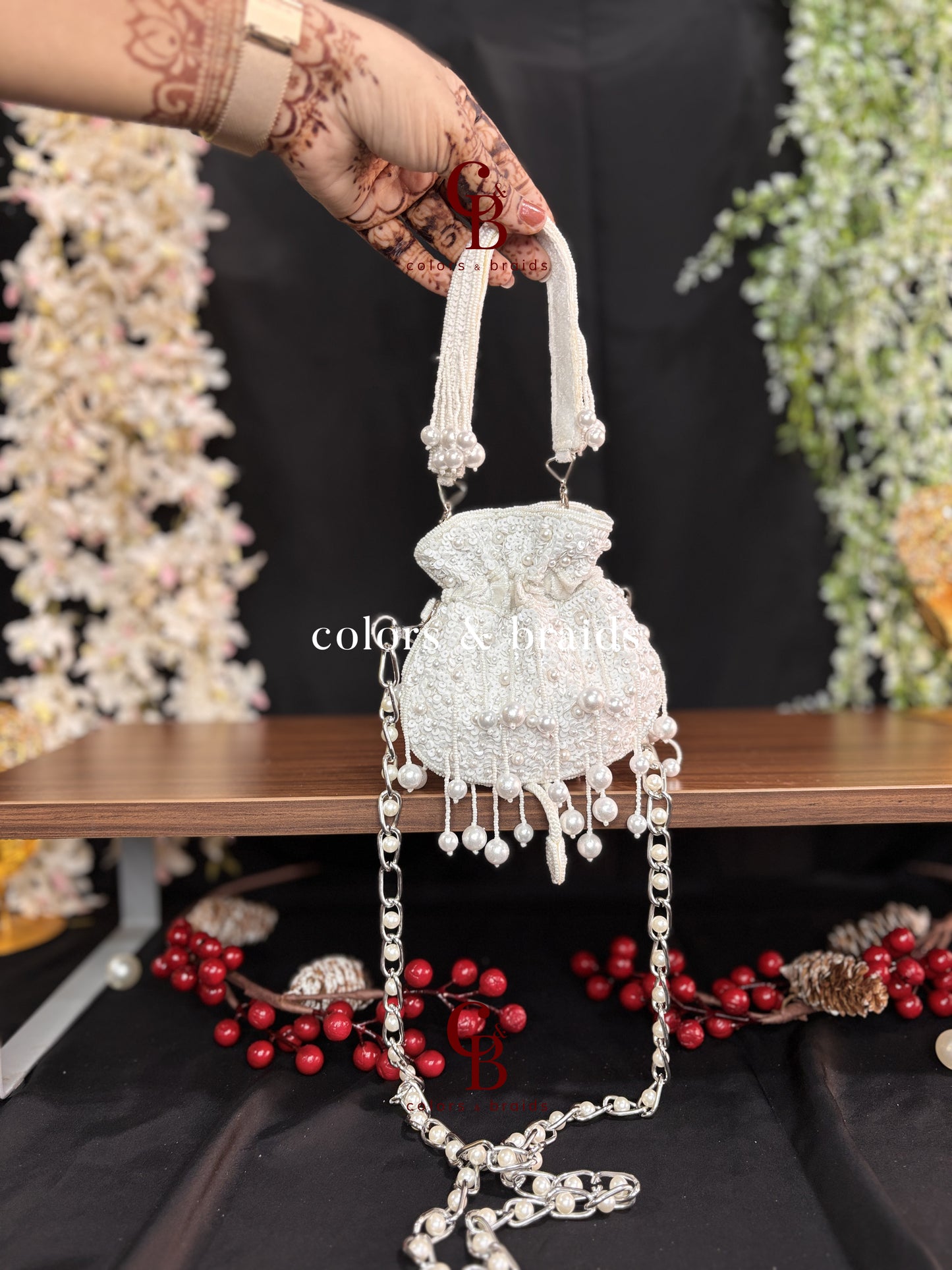 Sequin Pearl Mini Potli