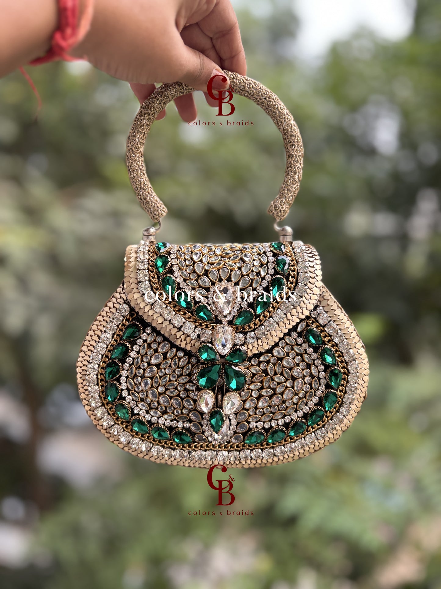 Rajgharana Brass Kundan Clutch