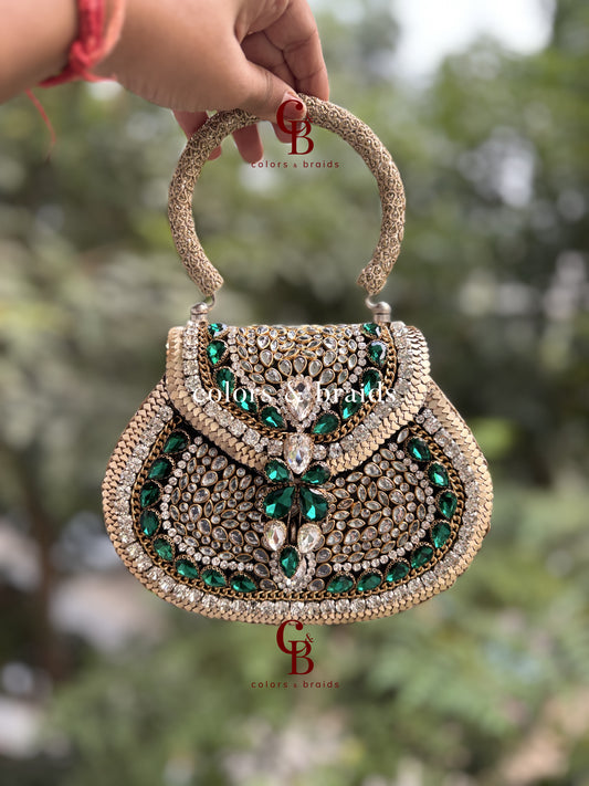Rajgharana Brass Kundan Clutch