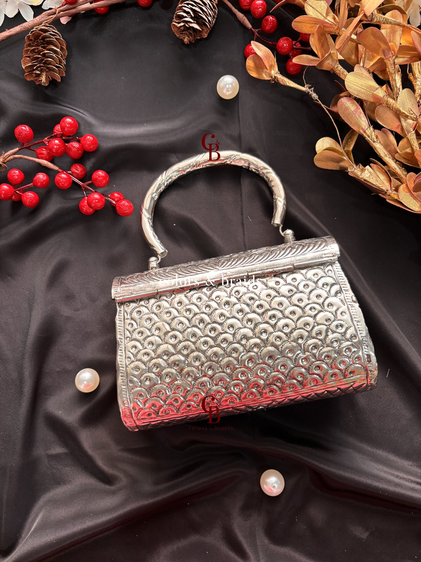 Khwaish Brass Silver clutch