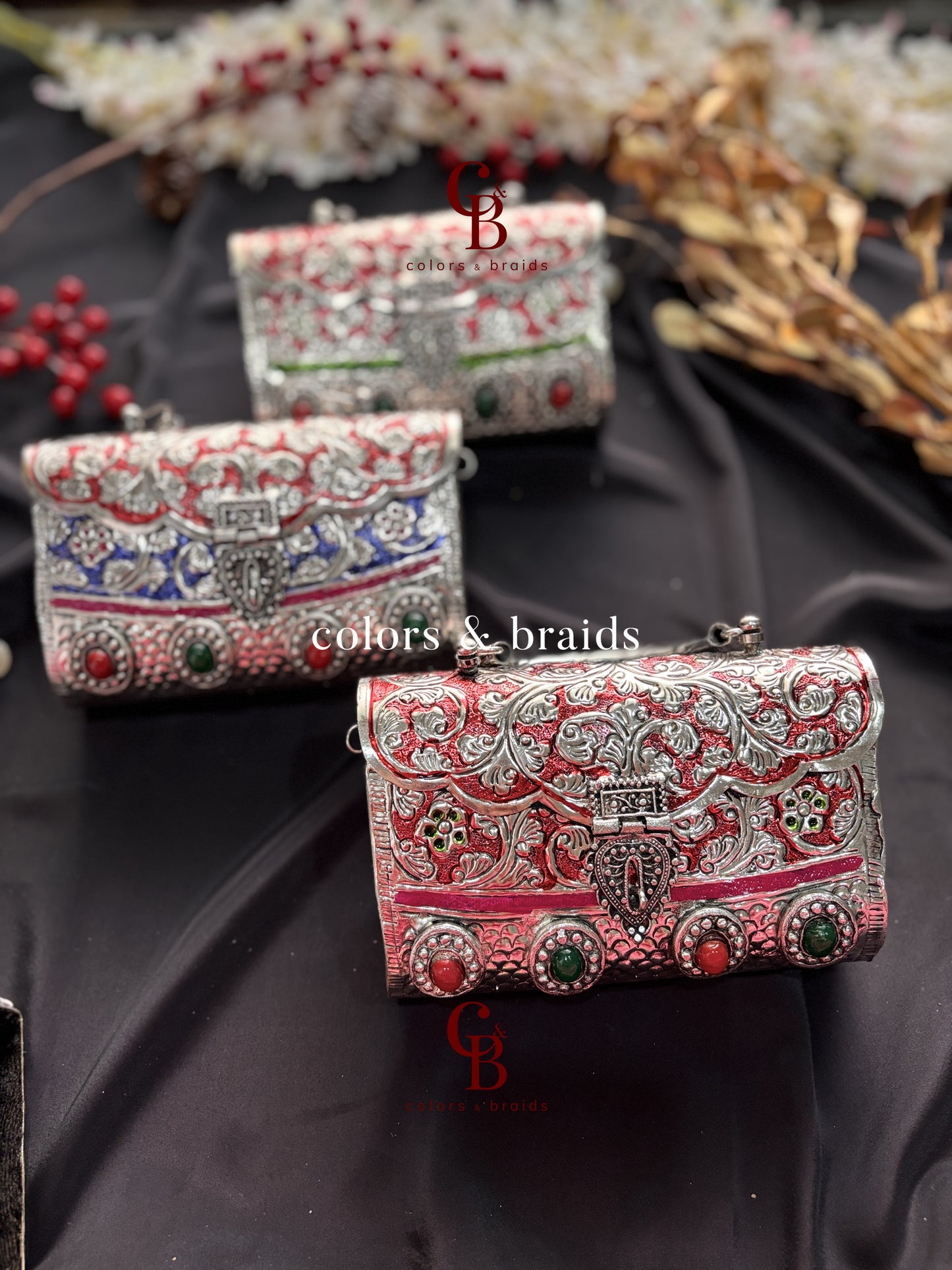 Shazia Silver Brass Clutch