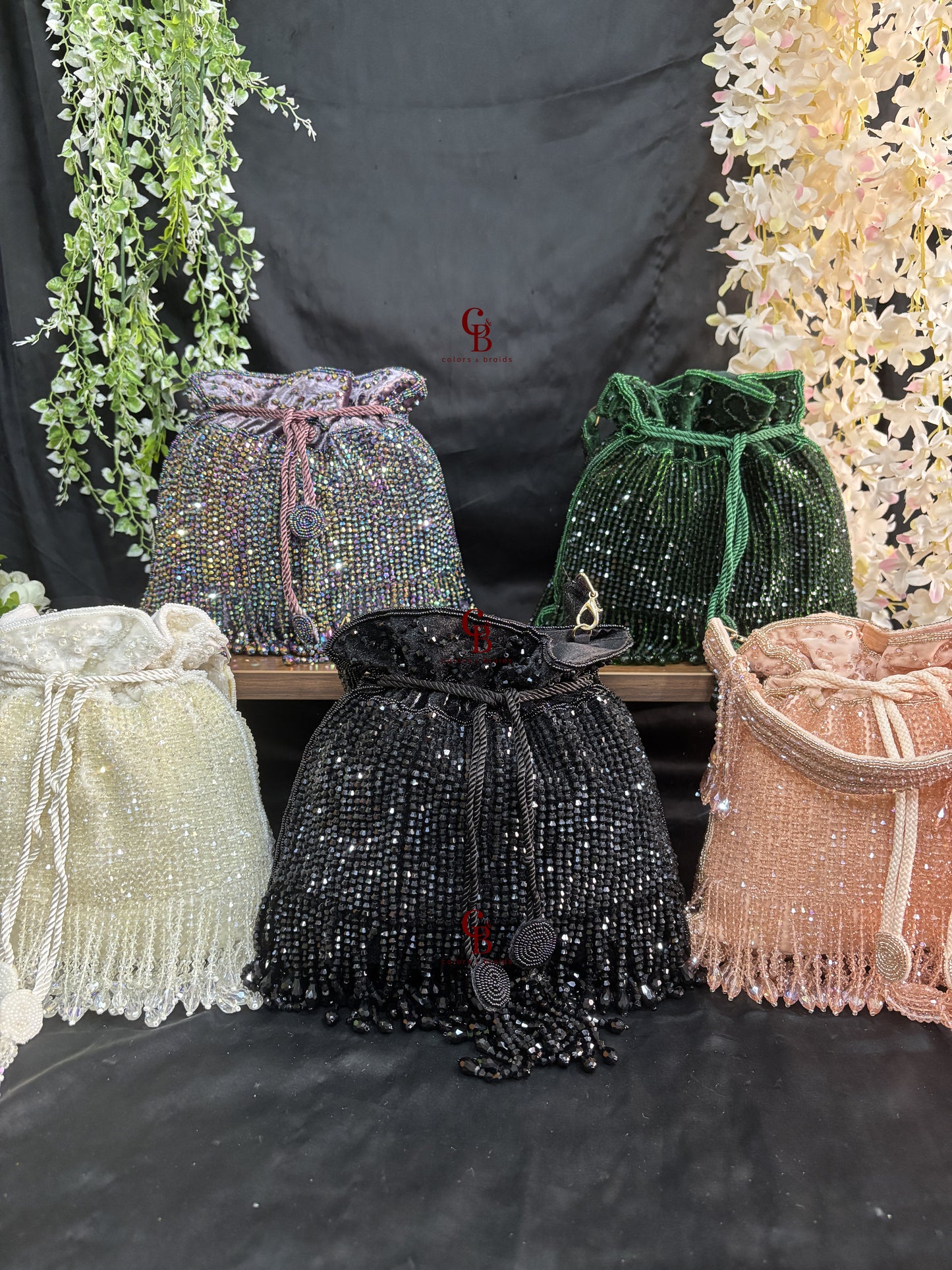 All over Crystal Droplets potli