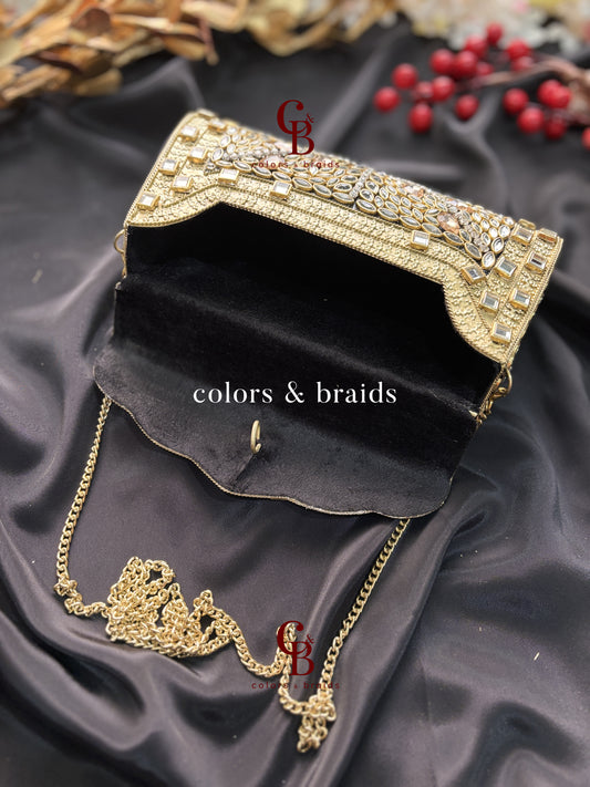 Saliba Metal Kundan Clutch