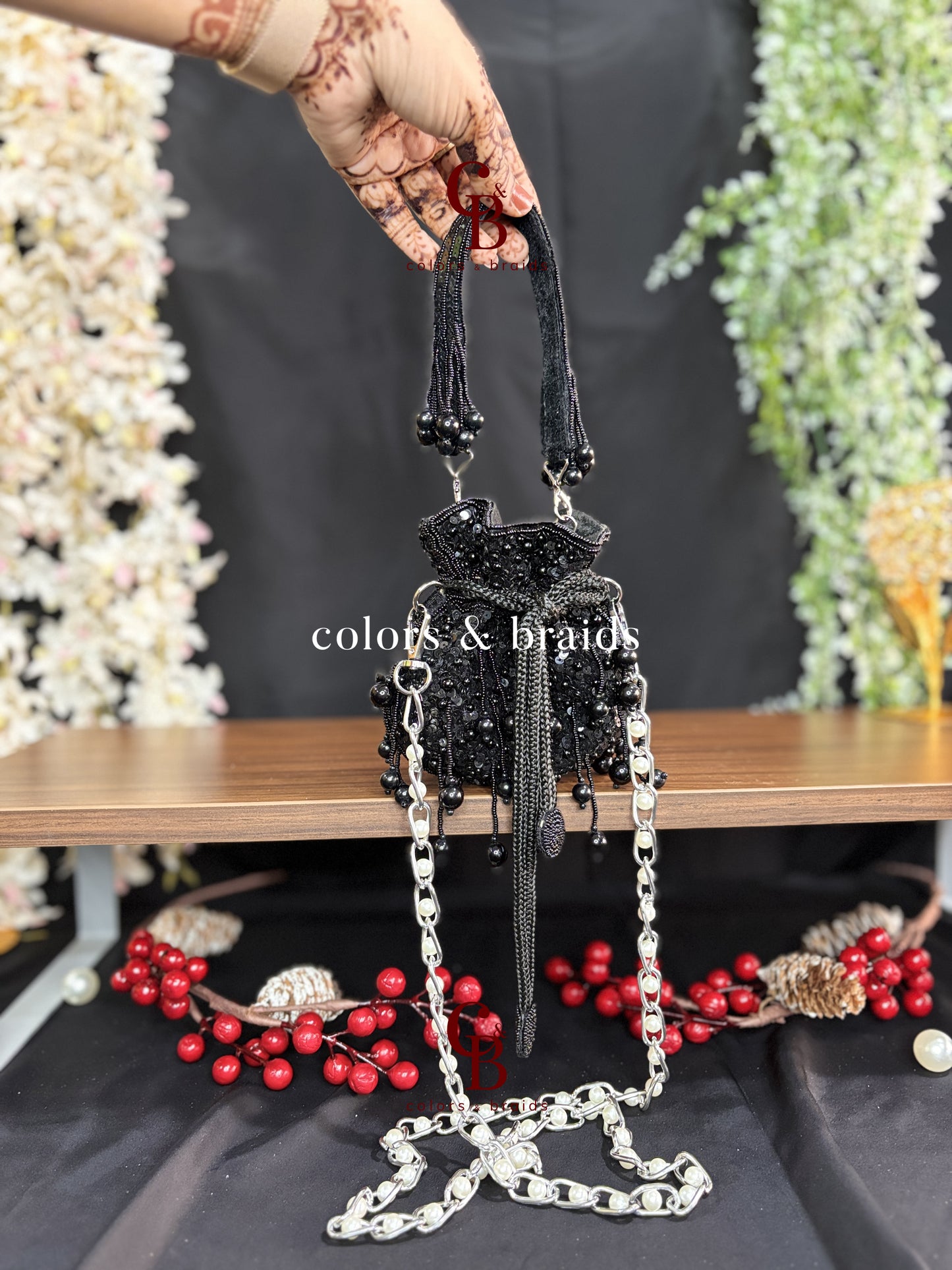 Sequin Pearl Mini Potli