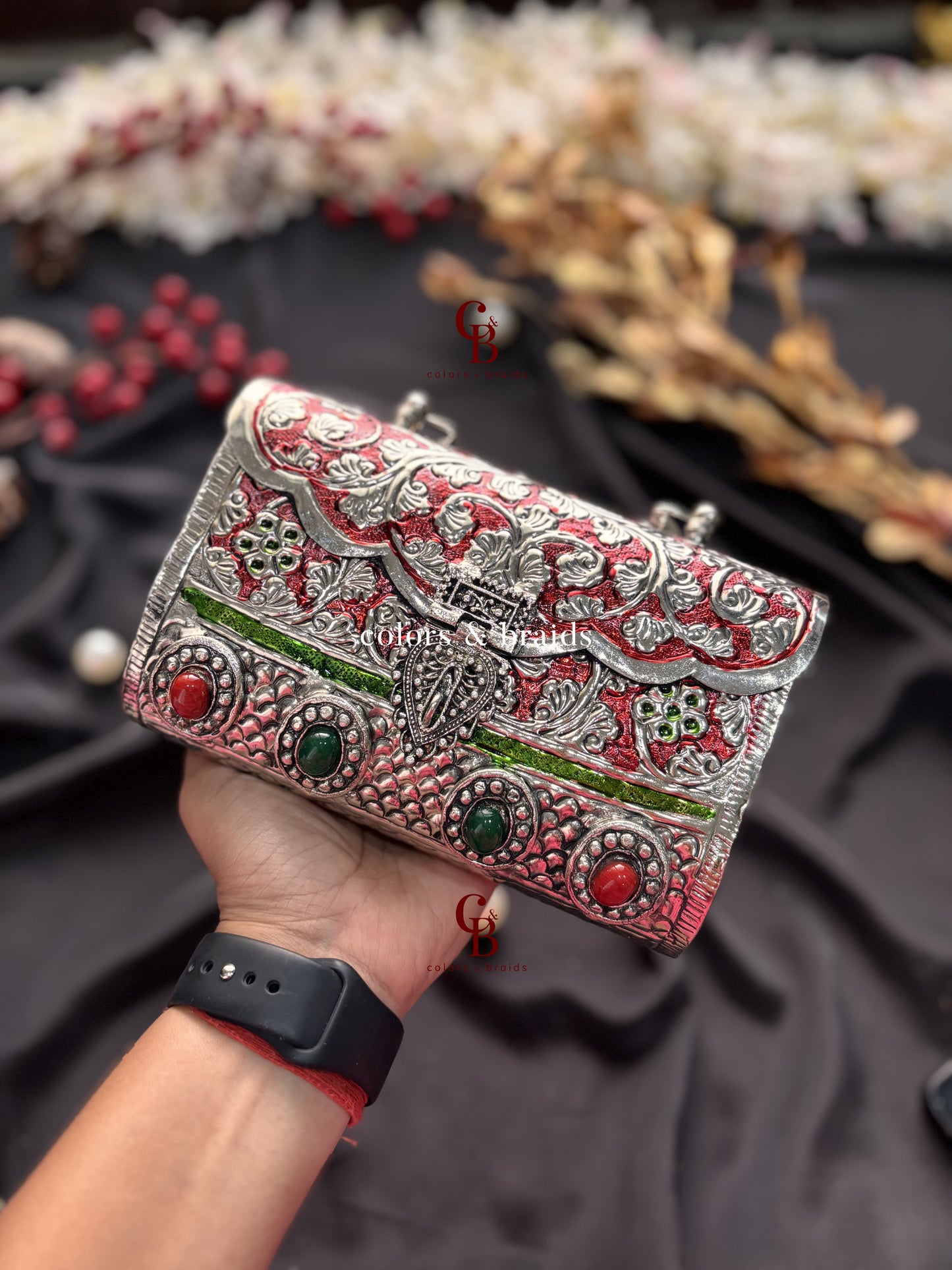 Shazia Silver Brass Clutch