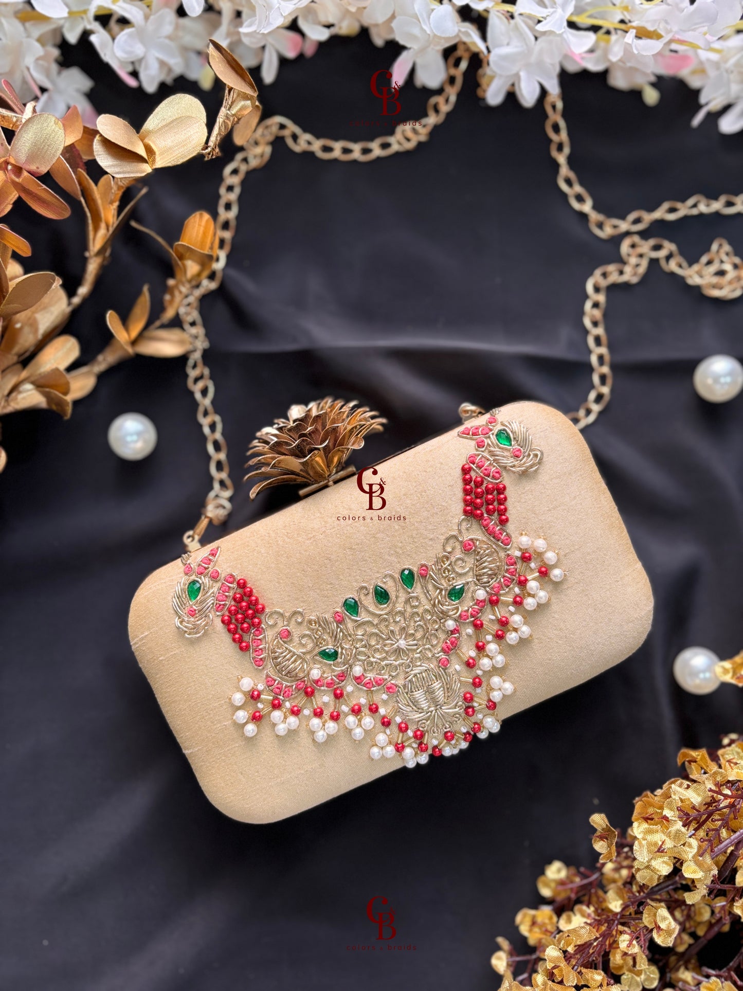 Maya Rectangle Clutch with Lotus lock