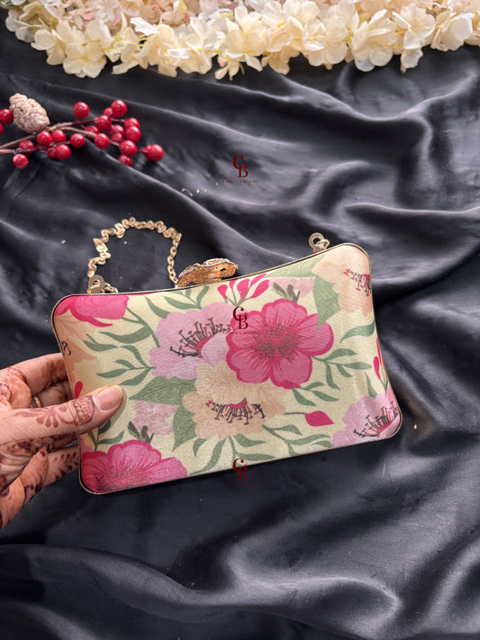 Minty Green Floral clutch
