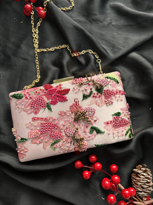 Baby Pink Floral clutch