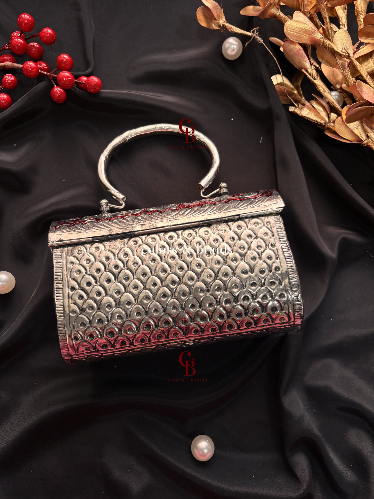 Shazia Silver Brass Clutch