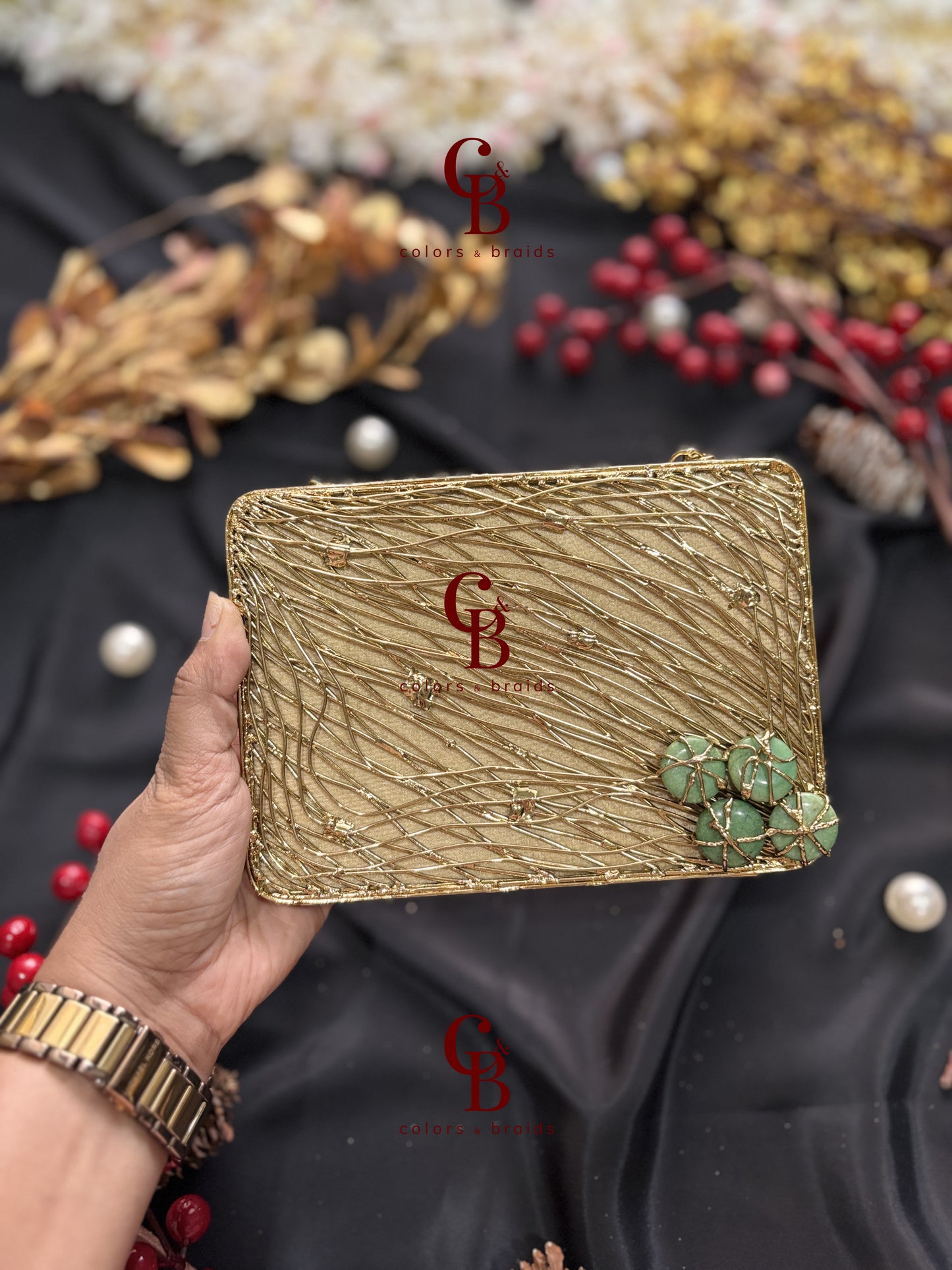 Urvashi Mother of Pearl Brass Clutch _ MOP Clutch
