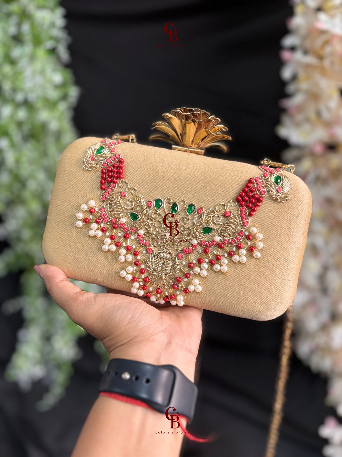 Maya Rectangle Clutch with Lotus lock