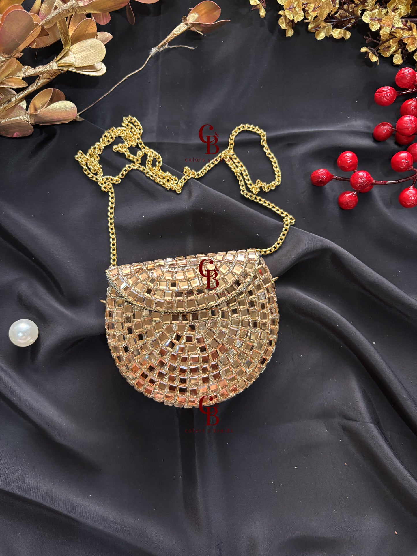 Elina Mirror Kundan Clutch