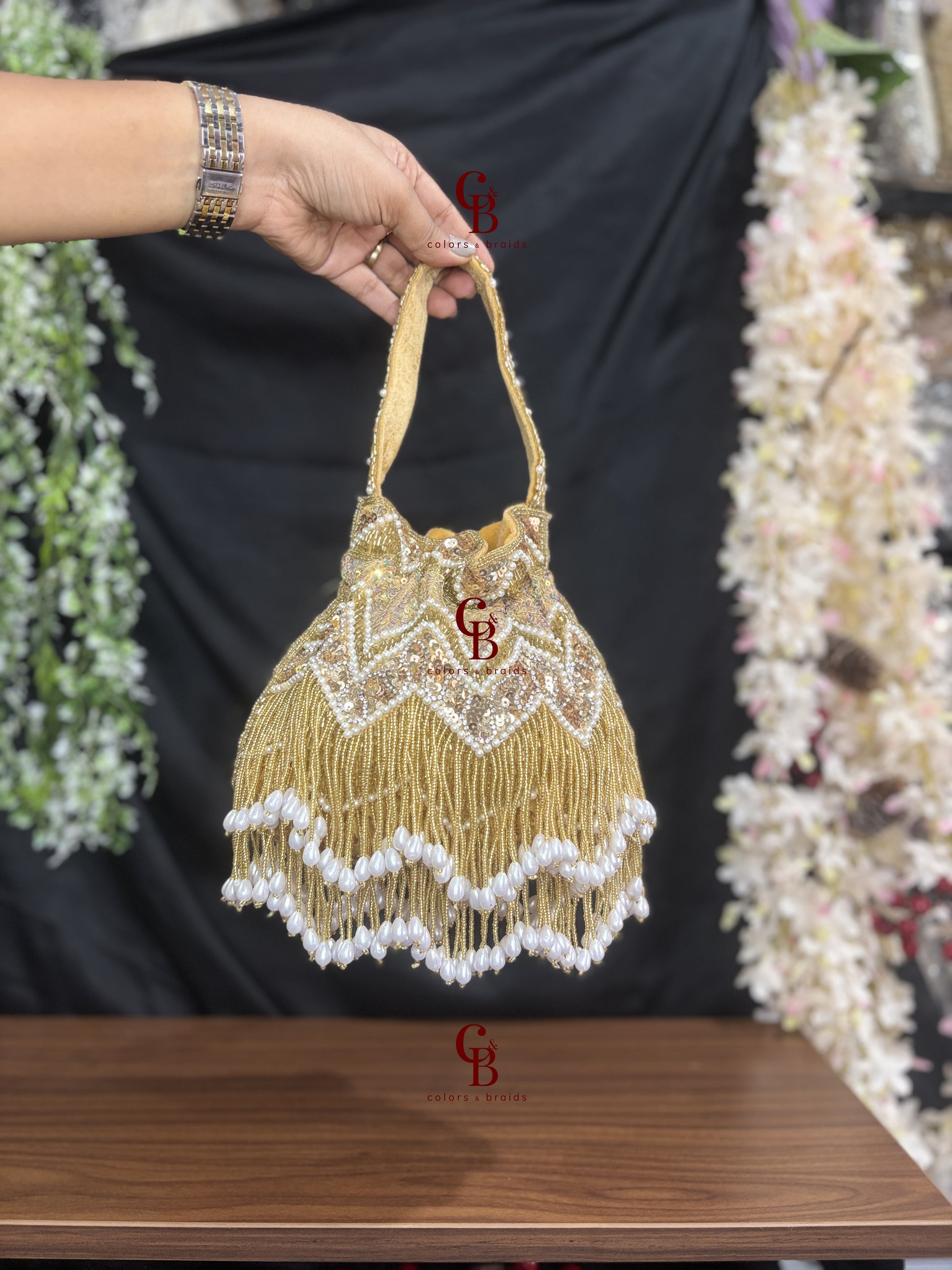 Jhallar Potli in Rose Gold and Gold