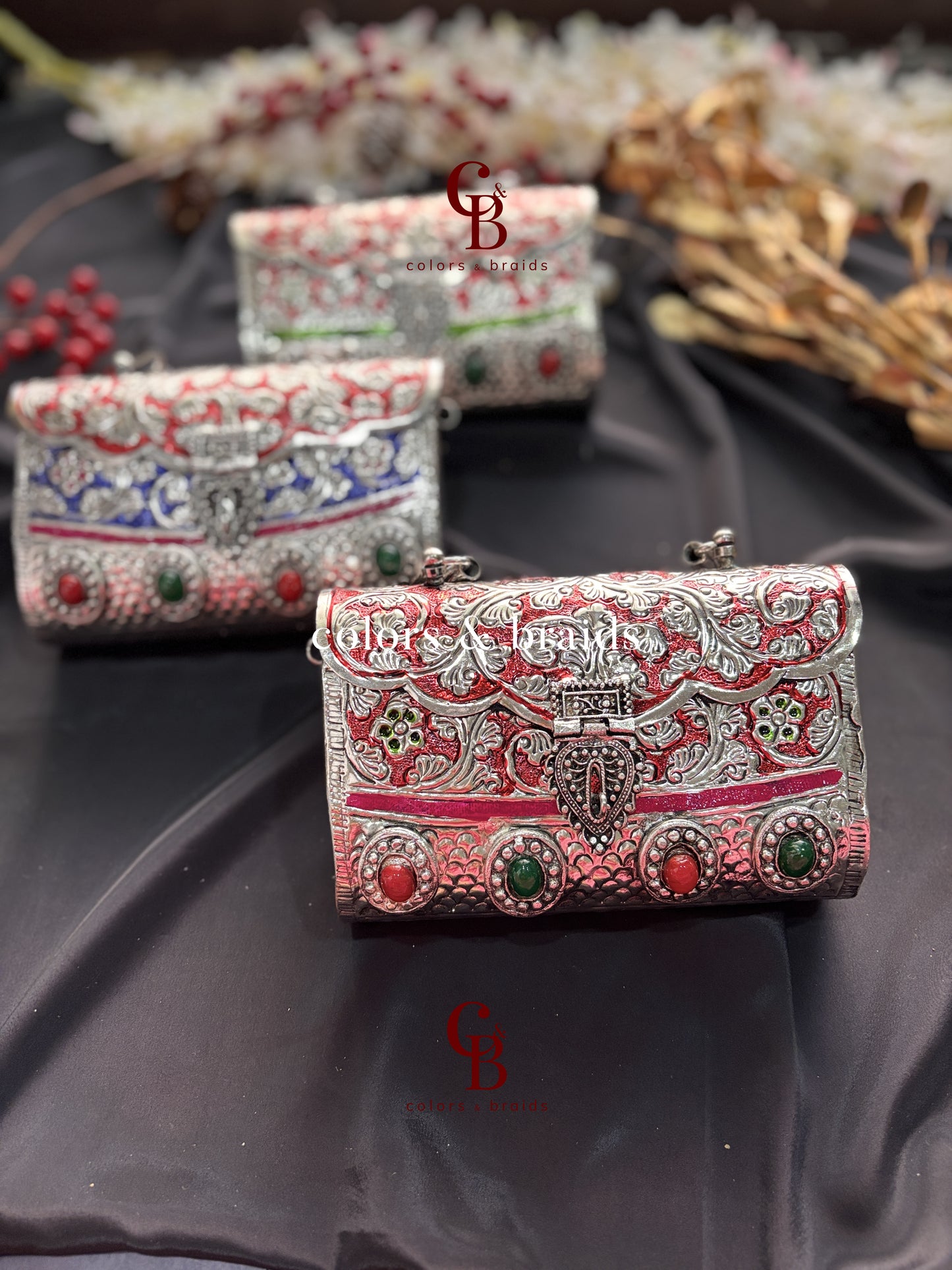 Shazia Silver Brass Clutch