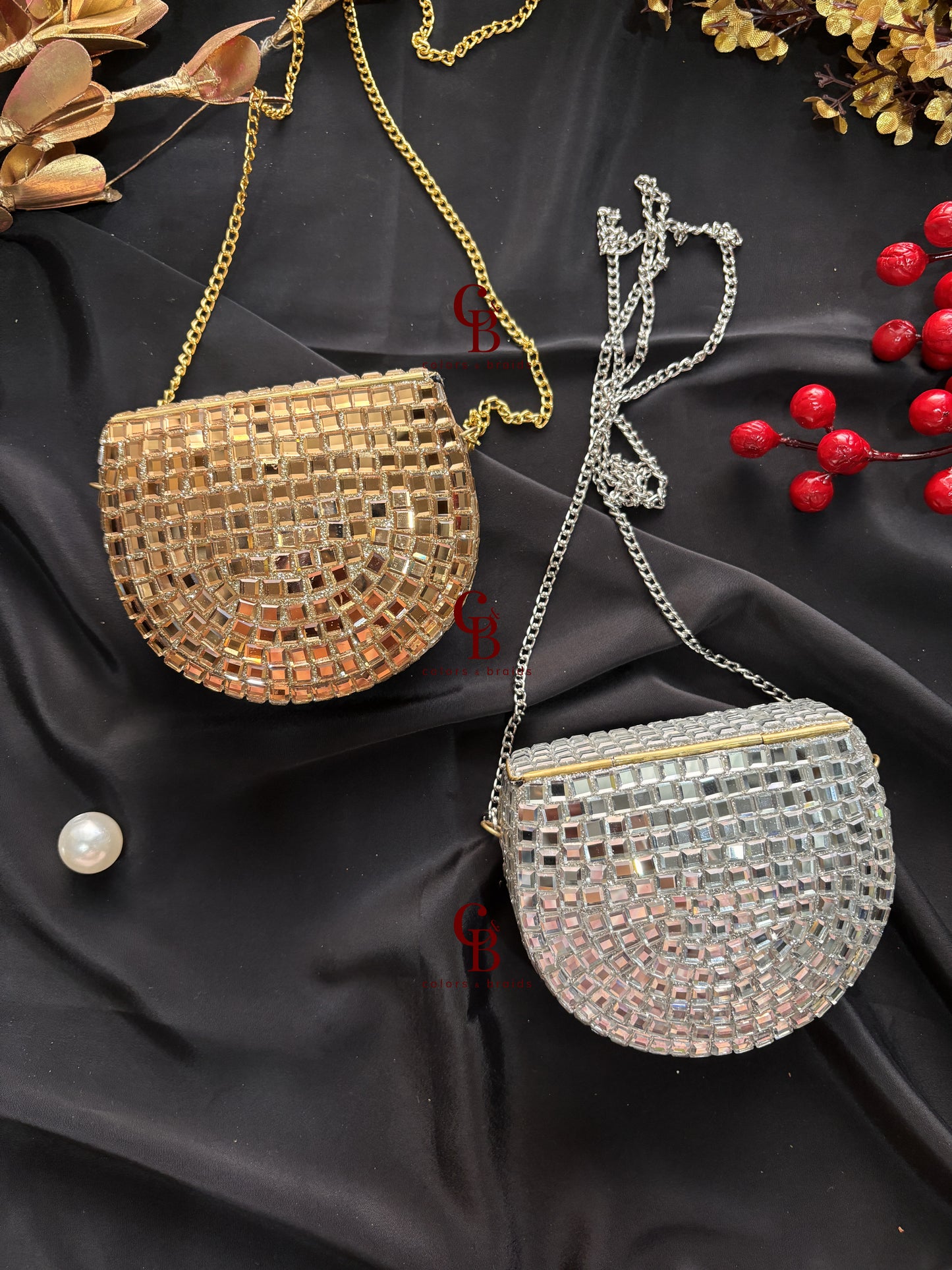 Elina Mirror Kundan Clutch