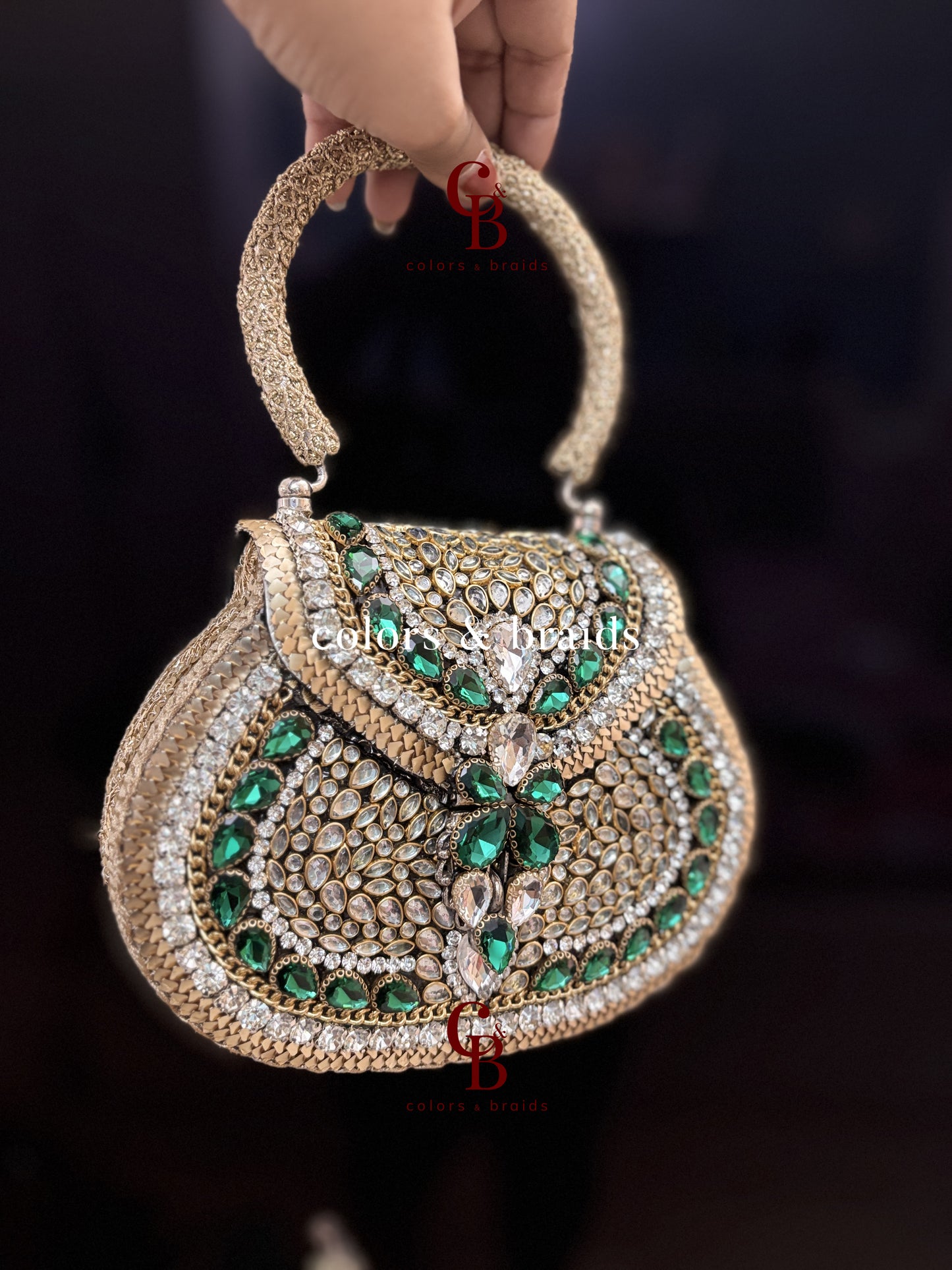 Rajgharana Brass Kundan Clutch