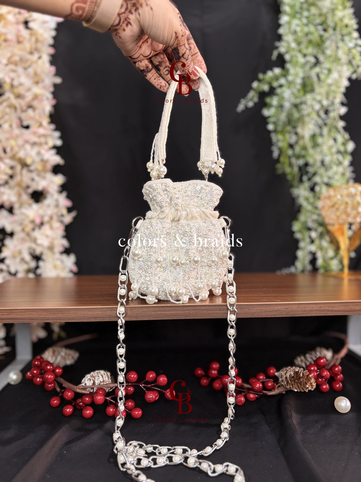 Sequin Pearl Mini Potli