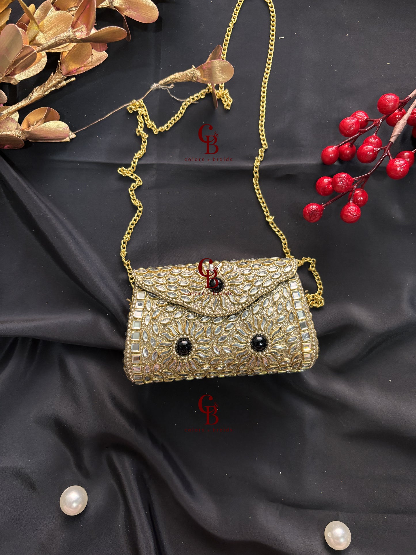 Diana Glittering Kundan Clutch